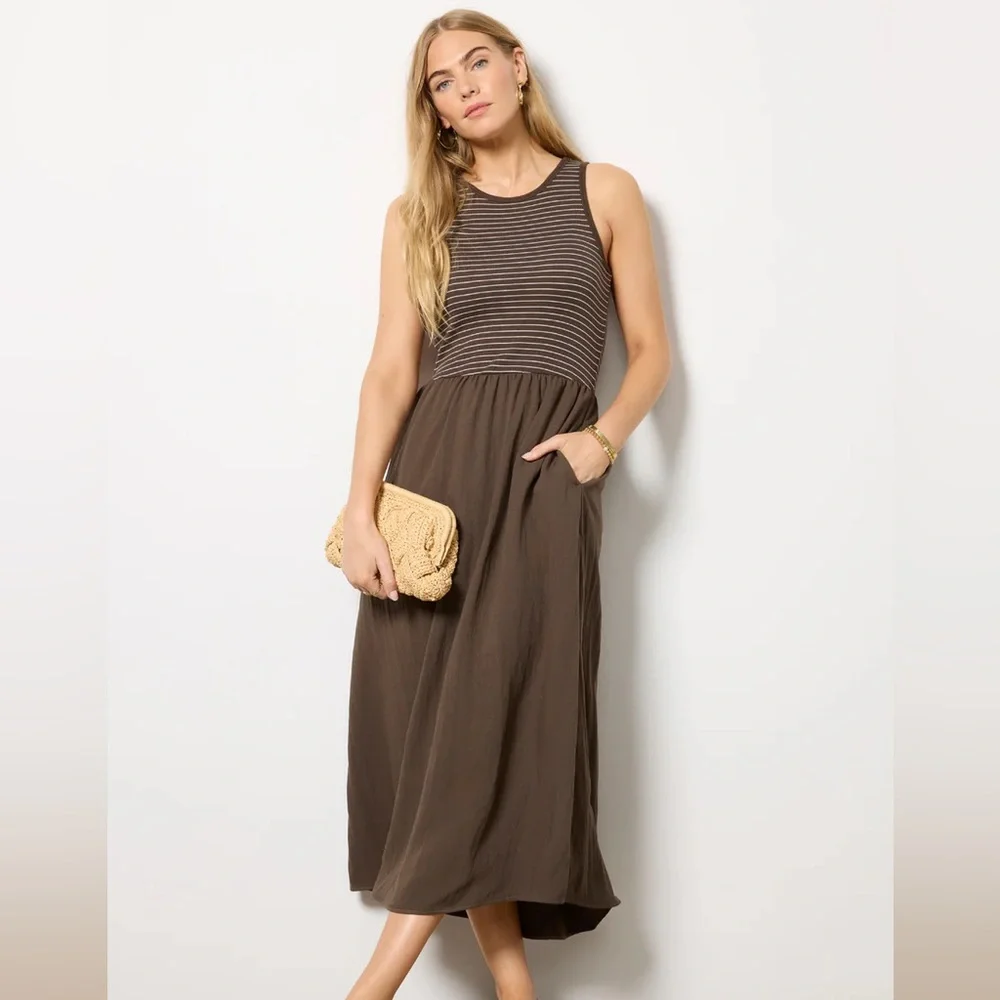 Z SUPPLY x EVEREVE Charlotte Midi Dress with Striped Bodice - Picture 1 of 7